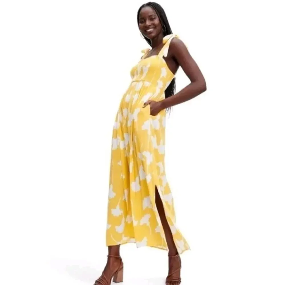 DVF Diane Von Furstenberg Target Smocked Tie Strap Yellow‎ Ginkgo Midi Dress XXS - Picture 8 of 9
